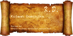 Kulman Dominika névjegykártya